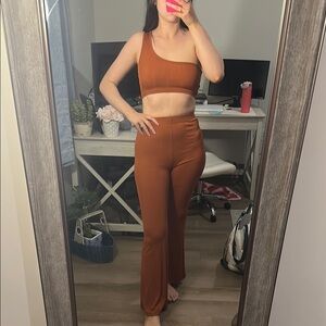 SHEIN Brown Boot Cut Flare Pants